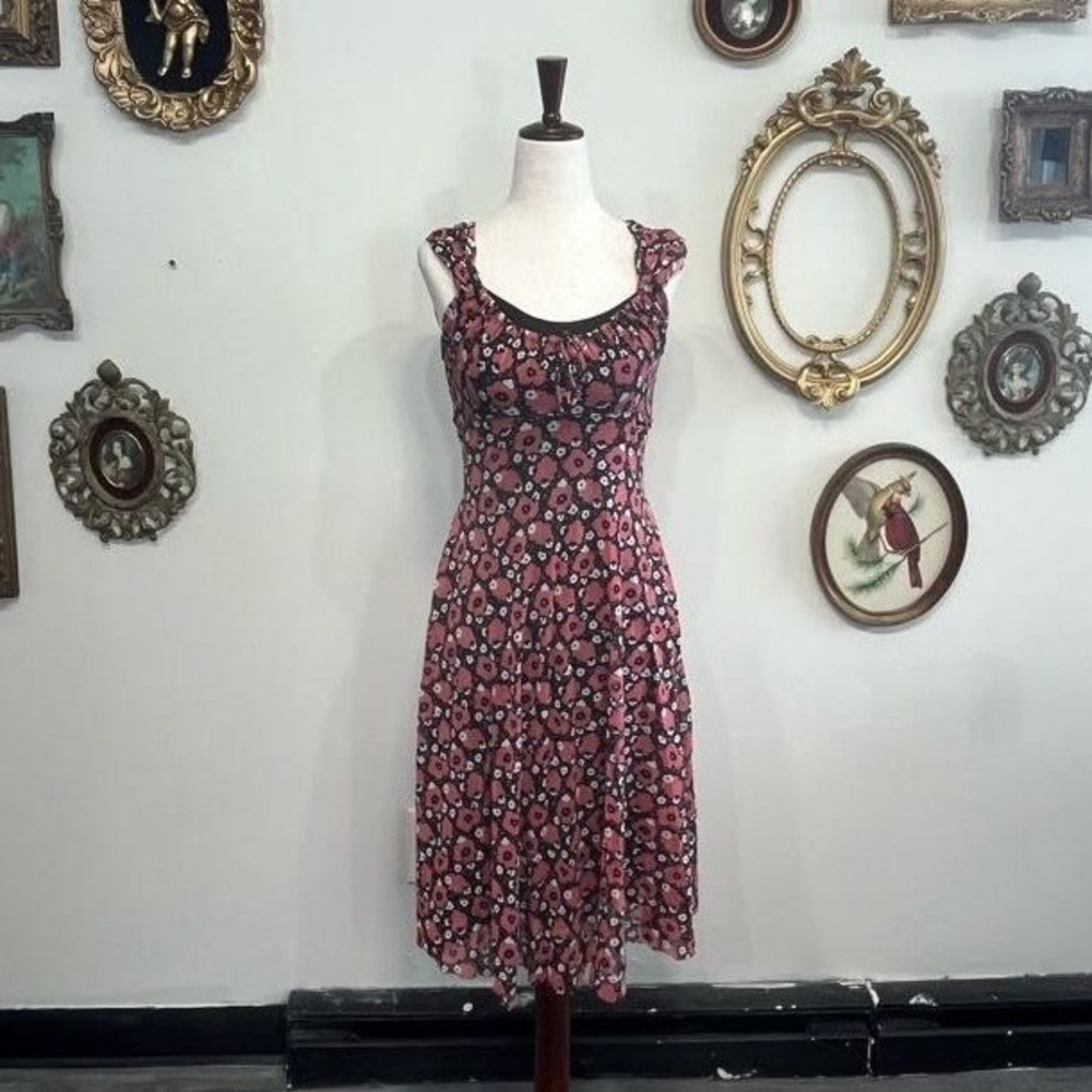 Kookai Vintage Y2K Pink‎ Floral Mesh Midi Dress Size 1